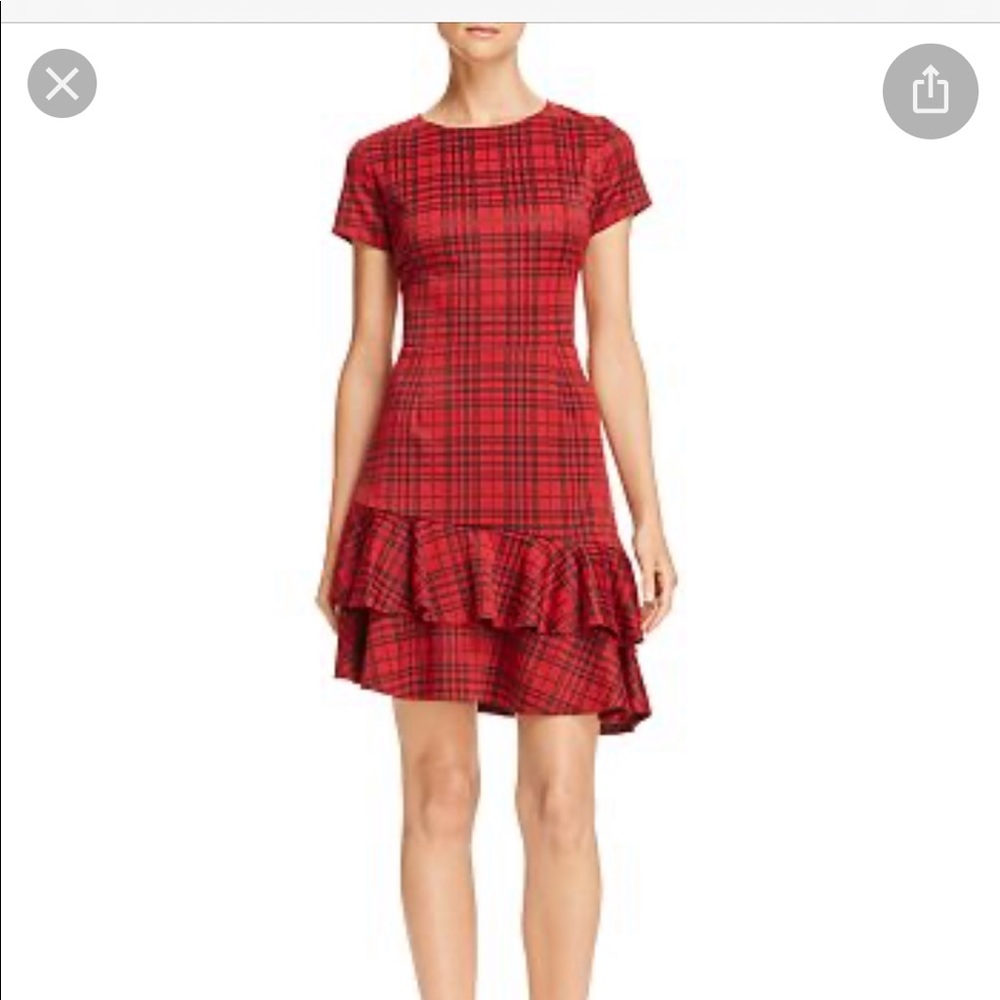 Aqua Women's Tiered - Hem Plaid Dress